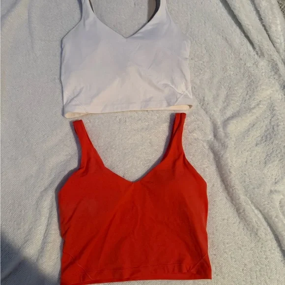 Lululemon Athletic White & Tan Top, Red Top Bundle - Picture 6 of 7